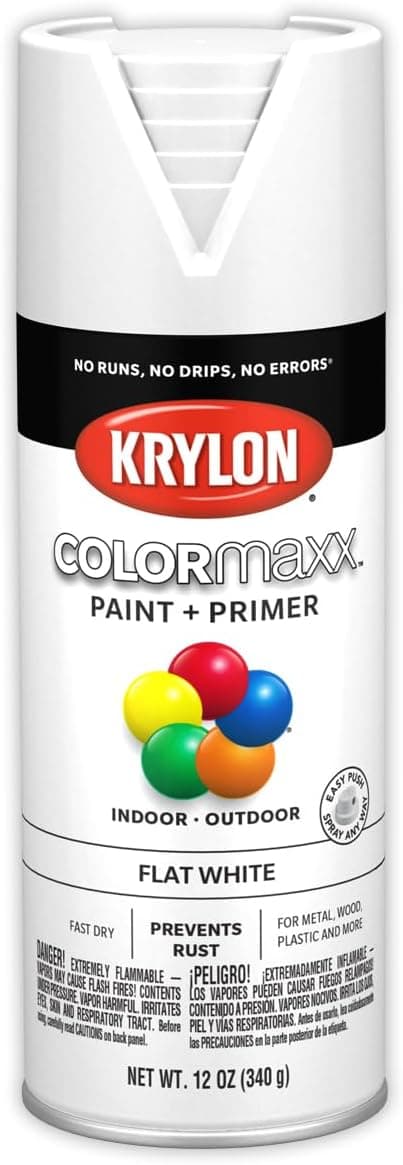 Krylon COLORmaxx Flat White Spray Paint & Primer (12oz)
