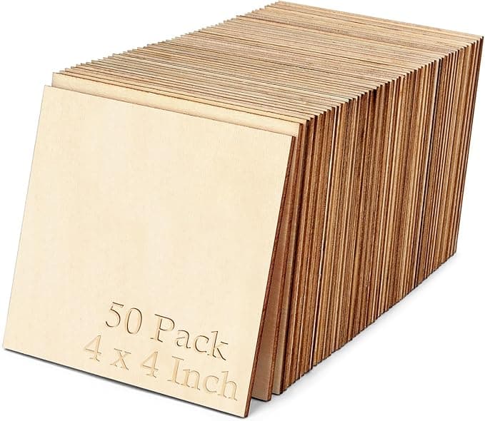 Blisstime 50-Pack Unfinished Wood Squares (4×4 inches)