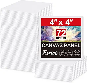 ESRICH Mini Canvases 4×4 (72-Pack, Bulk with Easels)