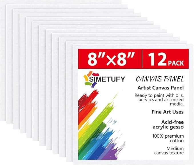 Simetufy Canvas Panels 8×8 Square (12-Pack)