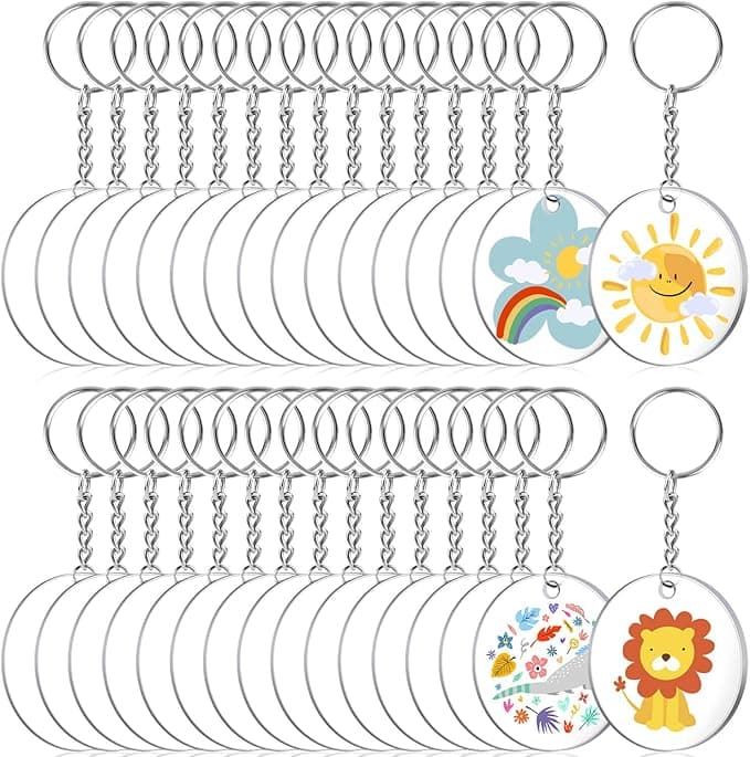 Audab Acrylic Keychain Blanks (108-Piece, Clear Shapes)