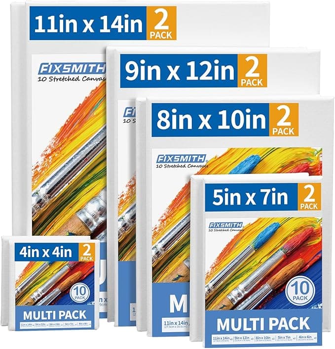 FIXSMITH Stretched Canvas Multi-Size Pack (10 Canvases)