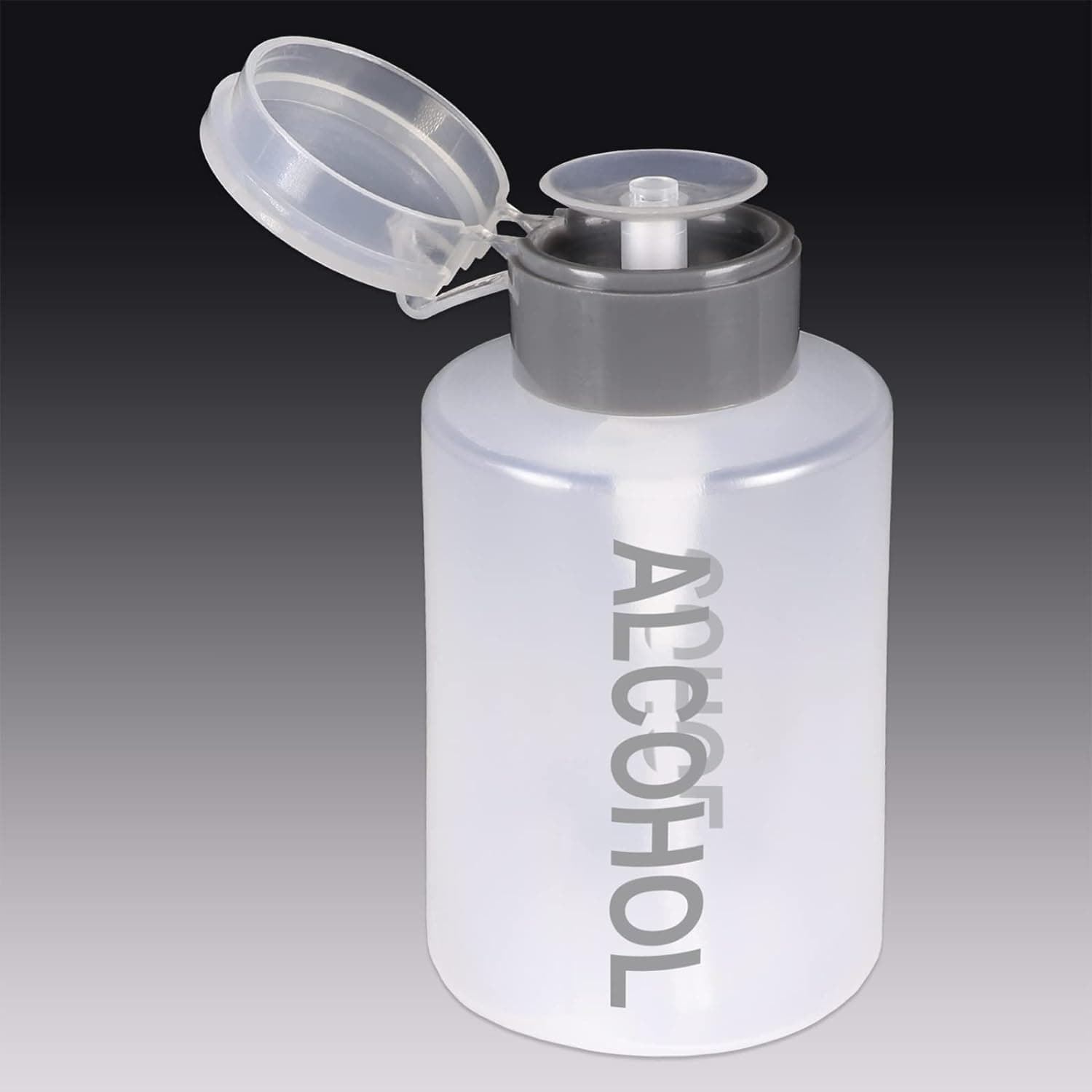 Push-Down Alcohol Dispenser Bottle (9oz, Labeled)