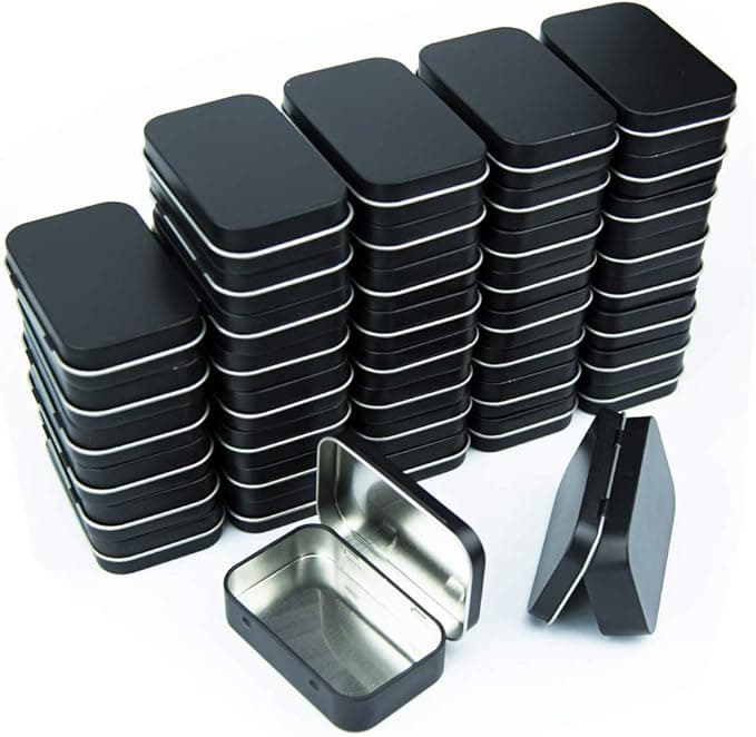 Rectangular Hinged Tins, Black (40-Pack)