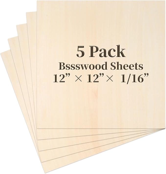 Balsa/Basswood Sheets 12×8 (5-Pack, 1/16" Thin)