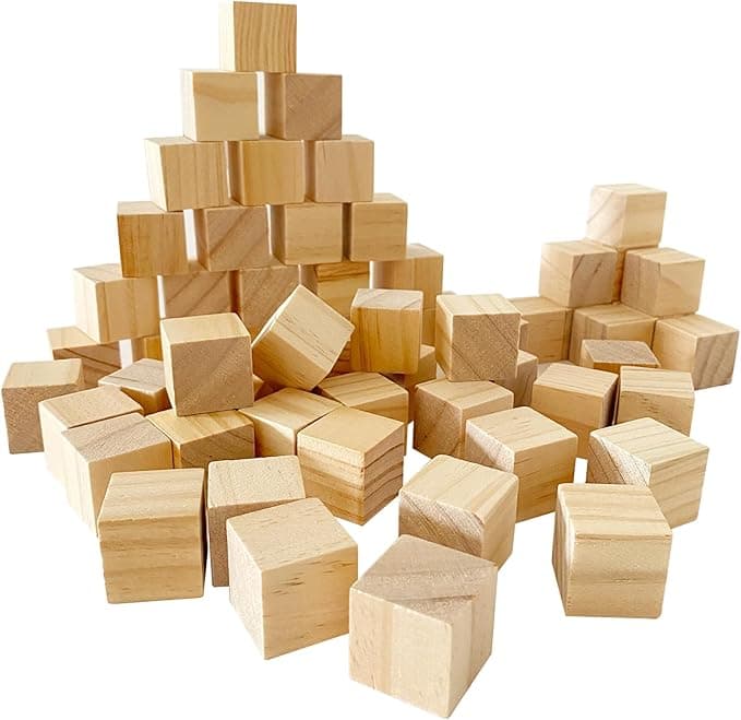 Unfinished Wooden Cubes 1" (50-Pack)