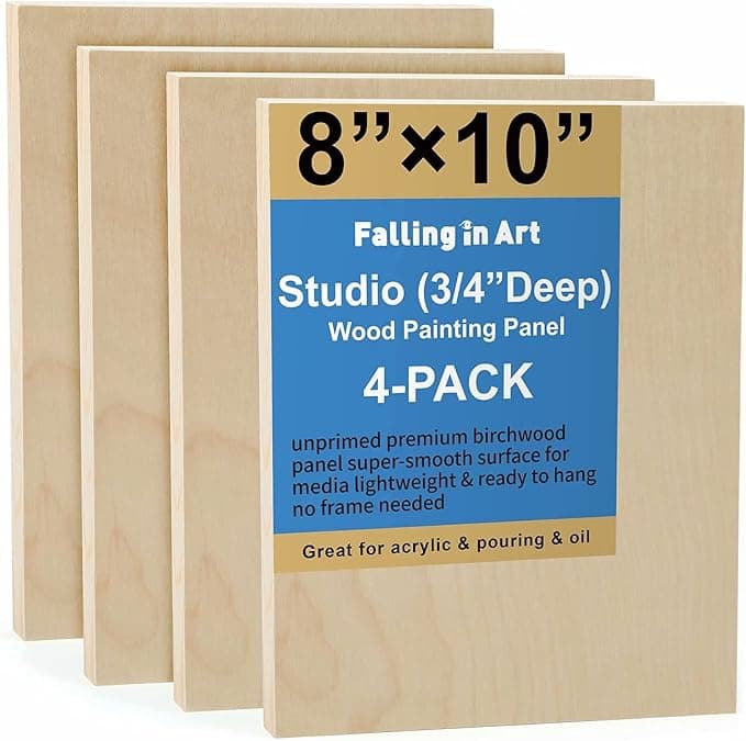 Falling in Art Birch Wood Canvas Panels (4-Pack, Multi-Size)