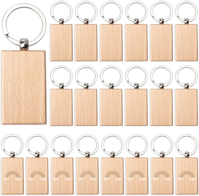 Blank Rectangle Wood Key Chains (20-Pack)