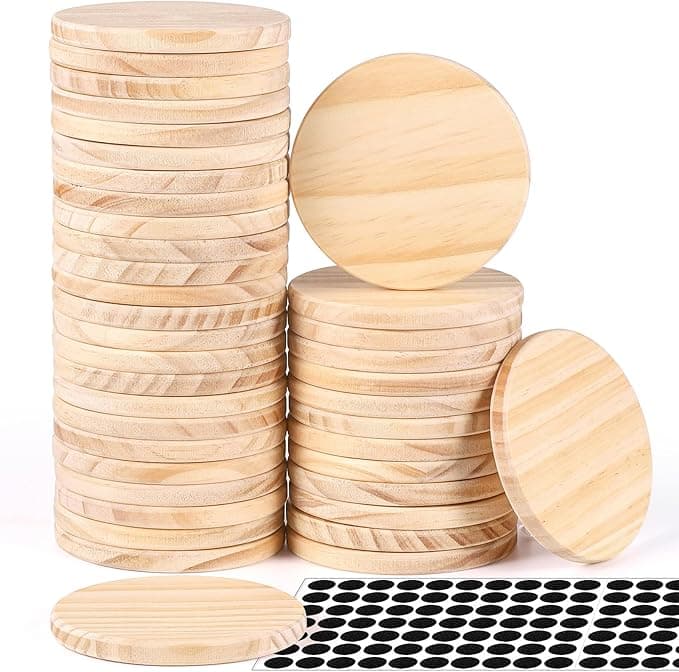 Unfinished Wood Coasters 4" Round (42-Pack, Smooth Edge)