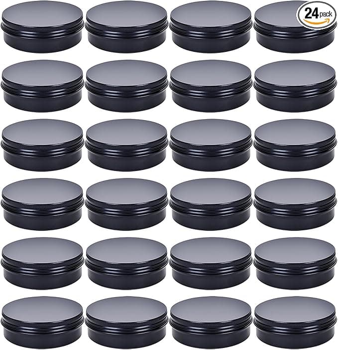 Round Aluminum Tins with Screw Lid, Black