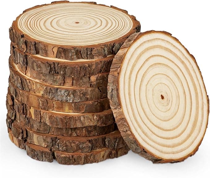 Unfinished Natural Wood Slices Large (10-Pack, Round)