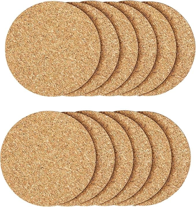 Blank Cork Coasters, Round 4-Inch (12-Pack)